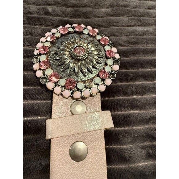 Leatherock Women\'s Belt Light Shimmer Pink Silver Buckle Rhinestone Metal Stud main image 6